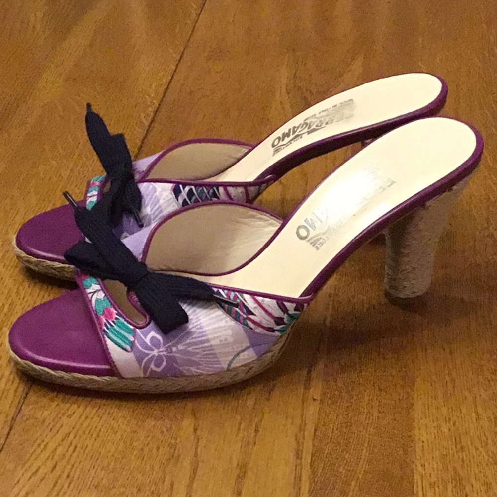 Salvatore Ferragamo Purple Floral Women's Shoes - Picture 3 of 10